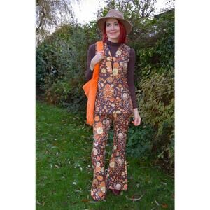 The Hippie Shake Retro Print Floral Vest Size 10 Whimsical Bold Spring Fall